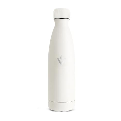 Gourde Enfant HoneyHolly Acier Inoxydable 18/8 Bleu Foncé Étanche Double Isolation Pour Camping Écoles Gymnases — Blanc Crème - 500ml