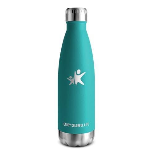 Gourde Inox Isotherme Double Paroi sans BPA - 350/500/650/750ml, Bouteille Étanche Anti-Fuite pour Sport, Gym & École (K — Neuf | Vert Foncé