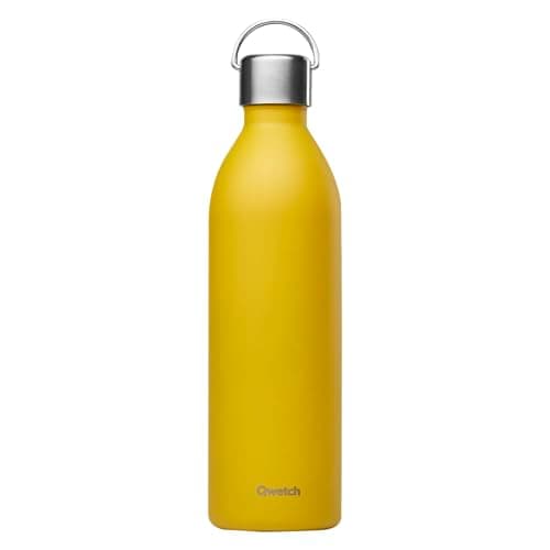 Qwetch Bouteille Isotherme Inox 600ml Active - Compacte et Sans BPA - Idéale pour Sport et Voyage — Jaune Curry