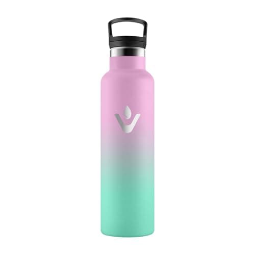 HoneyHolly Bouteille Isotherme 500ml, Gourde INOX à Double Paroi avec Paille, Réutilisable sans BPA, Anti-Fuite – Idéale — Rose Clair & Vert Clair - 750 Ml
