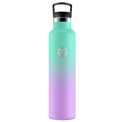 Gourde Isotherme Double Paroi 500ml, Bouteille Inox Étanche Sans BPA pour Enfants et Adultes, Idéale pour Bureau, Extéri — G丨lac Vert + Violet