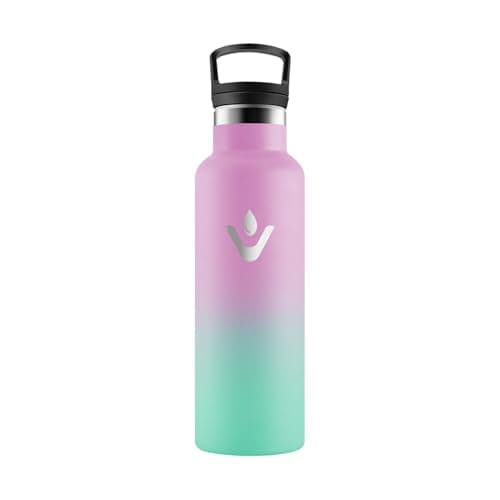 HoneyHolly Bouteille Isotherme 500ml, Gourde INOX à Double Paroi avec Paille, Réutilisable sans BPA, Anti-Fuite – Idéale — Rose Clair & Vert Clair - 500 Ml