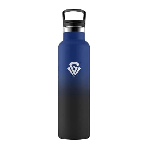 Gourde Isotherme Acier Inoxydable 500ml pour Enfant et Adulte - Randonnée et Gym - Étanche, Réutilisable, sans BPA — G丨bleu Foncé + Noir