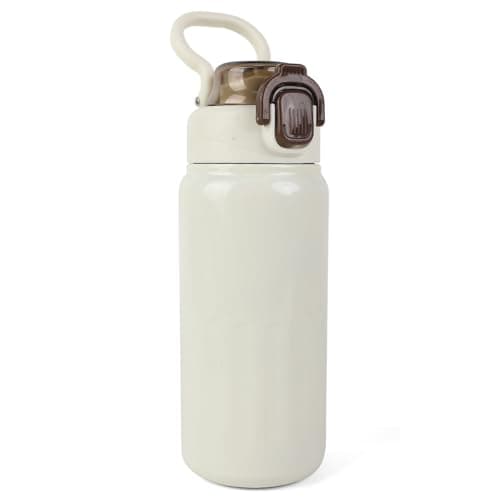 Gourde Isolée 500ml avec Paille - Bouteille Inox Isotherme pour Sport, Randonnée et Bureau (Noir) — Blanc