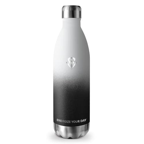 Gourde Isotherme Grsta 500ml pour Enfant et Sport - Bouteille Inox Reutilisable - Bouteille d'Eaupour Sport, École et Gy — Noir-blanc