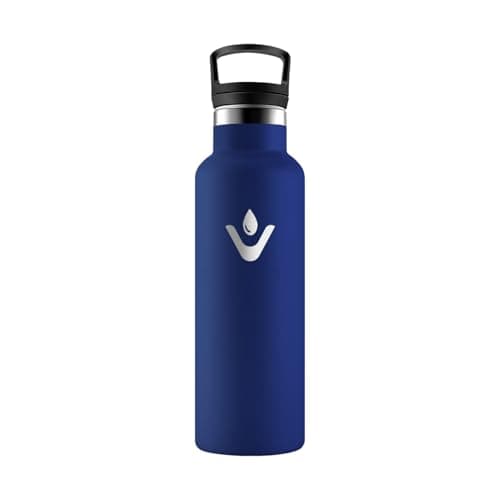 HoneyHolly Bouteille Isotherme 500ml, Gourde INOX à Double Paroi avec Paille, Réutilisable sans BPA, Anti-Fuite – Idéale — Bleu Foncé - 500 Ml