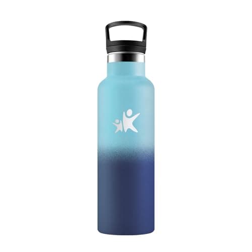 Gourde HoneyHolly Isotherme Enfant 500ML Anti-Fuite Isolation en Acier Inoxydable Réutilisable — Bleu Ciel & Bleu Foncé - 500ml
