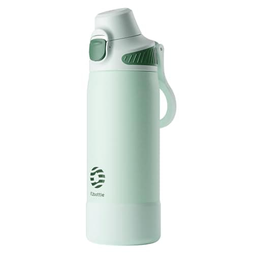 Bouteille Isotherme FJBottle Gourde 600ml/700ml/1L pour Sport et Voyage - Ouverture en Un Clic, Sans BPA, Bouteille Inox — Vert Clair