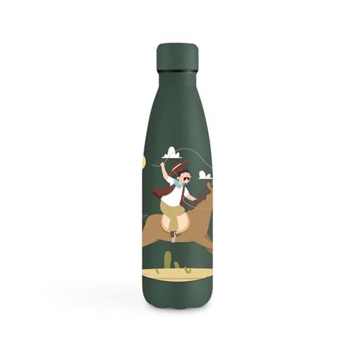 Gourde Inoxydable KollyKolla Isotherme 500ml Impression 3D Sans BPA Reutilisable Enfant Adulte Sport Bureau — 500ml Cow-boy du Désert