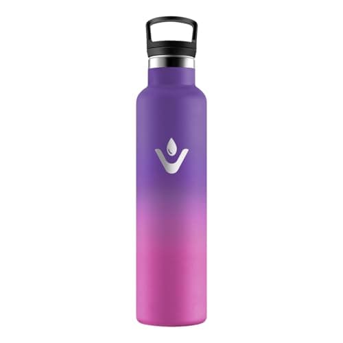 HoneyHolly Bouteille Isotherme 500ml, Gourde INOX à Double Paroi avec Paille, Réutilisable sans BPA, Anti-Fuite – Idéale — Violet Foncé & Rose Rouge - 1000 Ml