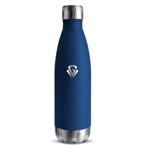 Grsta Gourde Isotherme - Gourde Enfant BPA-Free Anti-Fuite, 500ml pour École Campagne Voyage, 24h Froid & 12h Chaud, Ros — Bleu Foncé