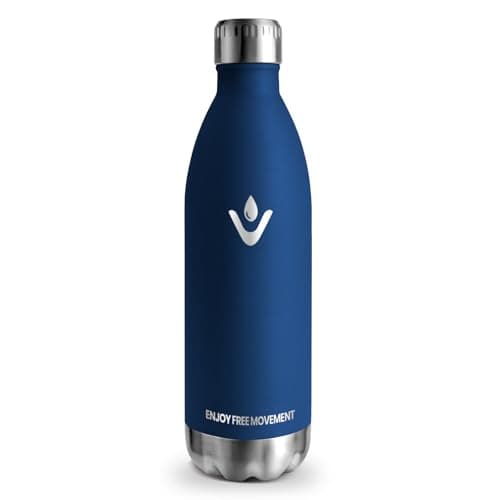 Gourde Isotherme 500ml Sans BPA Réutilisable - Bouteille Isolée pour Running, Bureau et École - Processus de Revêtement — Bleu Foncé - 1000ml