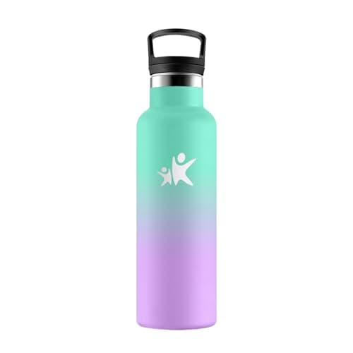Gourde HoneyHolly Isotherme Enfant 500ML Anti-Fuite Isolation en Acier Inoxydable Réutilisable — Vert Lac & Violet Clair - 500ml