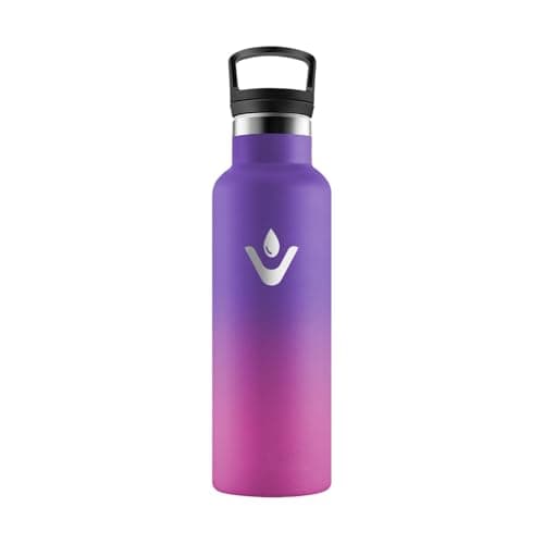HoneyHolly Bouteille Isotherme 500ml, Gourde INOX à Double Paroi avec Paille, Réutilisable sans BPA, Anti-Fuite – Idéale — Violet Foncé & Rose Rouge - 500 Ml