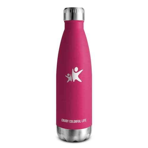 Gourde Inox Isotherme Double Paroi sans BPA - 350/500/650/750ml, Bouteille Étanche Anti-Fuite pour Sport, Gym & École (K — Neuf | Rose Rouge