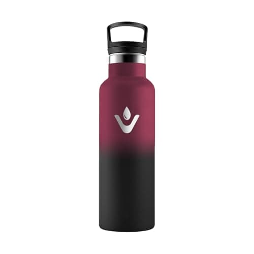 HoneyHolly Bouteille Isotherme 500ml, Gourde INOX à Double Paroi avec Paille, Réutilisable sans BPA, Anti-Fuite – Idéale — Rouge & Noir - 500 Ml