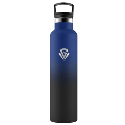 Gourde Isotherme Double Paroi 500ml, Bouteille Inox Étanche Sans BPA pour Enfants et Adultes, Idéale pour Bureau, Extéri — G丨bleu Foncé + Noir