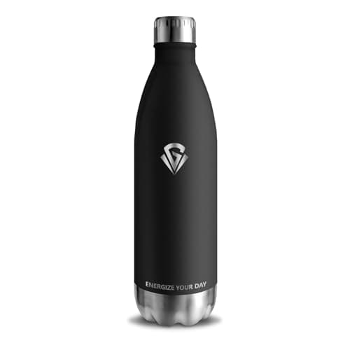 Gourde Isotherme Grsta 500ml pour Enfant et Sport - Bouteille Inox Reutilisable - Bouteille d'Eaupour Sport, École et Gy — Black
