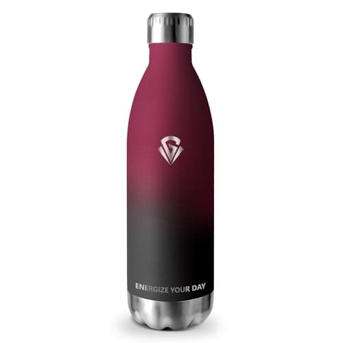 Gourde Isotherme Grsta 500ml pour Enfant et Sport - Bouteille Inox Reutilisable - Bouteille d'Eaupour Sport, École et Gy — Noir-rouge