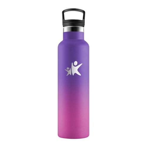 KollyKolla Gourde Isotherme Enfant 500ml, Bouteille Acier Inoxydable Étanche Réutilisable, sans BPA, Gourde Paille, Bout — Kk丨violet Foncé + Rose Barbie
