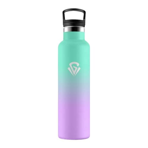 Gourde Isotherme Acier Inoxydable 500ml pour Enfant et Adulte - Randonnée et Gym - Étanche, Réutilisable, sans BPA — G丨lac Vert + Violet