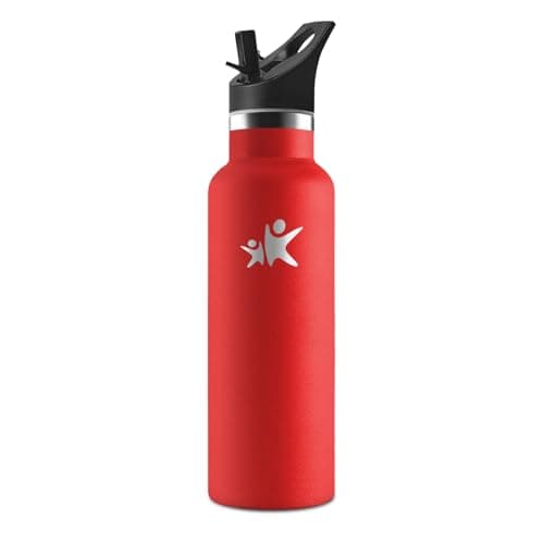 HoneyHolly Gourde Isotherme 500 ML, Gourde INOX Anti-Fuite avec Paille + Isolation sous Vide, Bouteille d'eau sans BPA R — Rouge - 750 Ml