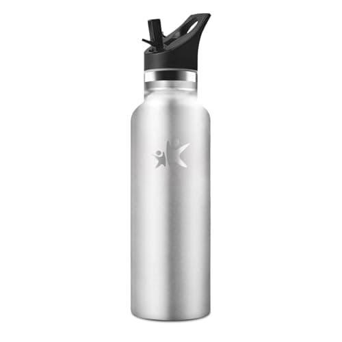 HoneyHolly Gourde Isotherme 500 ML, Gourde INOX Anti-Fuite avec Paille + Isolation sous Vide, Bouteille d'eau sans BPA R — Argent - 750 Ml