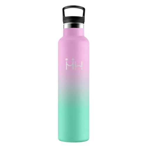 Bouteille Inox Étanche et Réutilisable pour Randonnée et Jogging — Rose + Vert Macaron