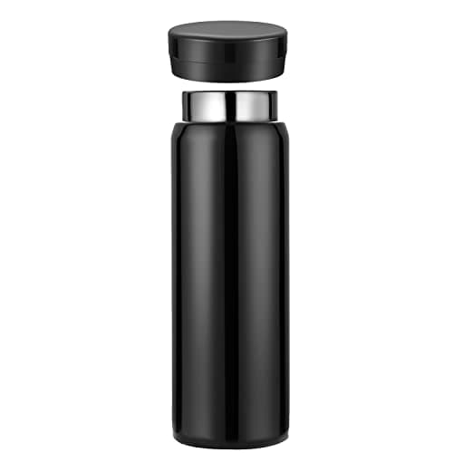 Petite Gourde Isotherme Noir - Garde 12H Chaud & 6H Froid, Thermos Isolée pour Boissons Chaudes et Froides, Idéale Pour