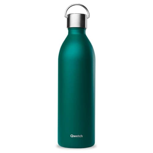 Qwetch Bouteille Isotherme Inox 600ml Active - Compacte et Sans BPA - Idéale pour Sport et Voyage — Vert Émeraude