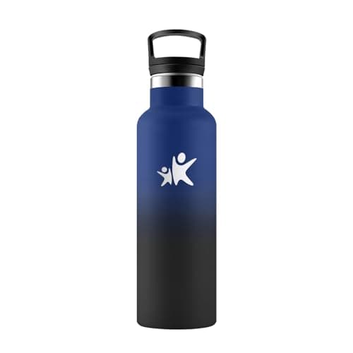 Gourde HoneyHolly Isotherme Enfant 500ML Anti-Fuite Isolation en Acier Inoxydable Réutilisable — Bleu Foncé & Noir - 500ml