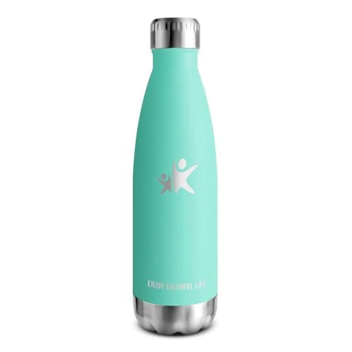 Gourde Inox Isotherme Double Paroi sans BPA - 350/500/650/750ml, Bouteille Étanche Anti-Fuite pour Sport, Gym & École (K — Neuf | Bleu Vert