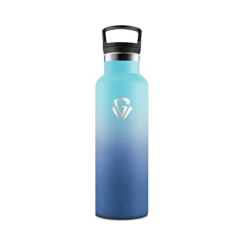 HoneyHolly Gourde Isotherme Anti-Fuite pour Enfants et Adultes 500ML, Réutilisable, Sans BPA, Acier Inoxydable à Double — Bleu Ciel & Bleu Foncé - 500 Ml