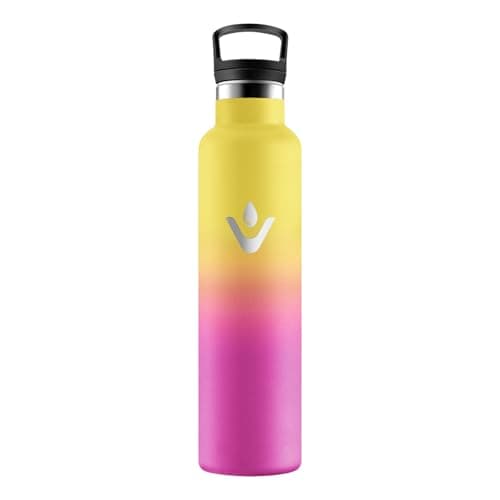 HoneyHolly Bouteille Isotherme 500ml, Gourde INOX à Double Paroi avec Paille, Réutilisable sans BPA, Anti-Fuite – Idéale — Jaune & Rose - 1000 Ml