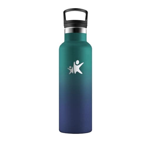 KollyKolla Gourde Isotherme Enfant 500ml, Bouteille Acier Inoxydable Étanche Réutilisable, sans BPA, Gourde Paille, Bout — Kk丨armée Verte + Bleu Foncé