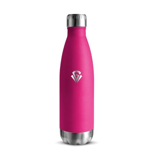 Grsta Gourde Isotherme - Gourde Enfant BPA-Free Anti-Fuite, 500ml pour École Campagne Voyage, 24h Froid & 12h Chaud, Ros — Rose Rouge