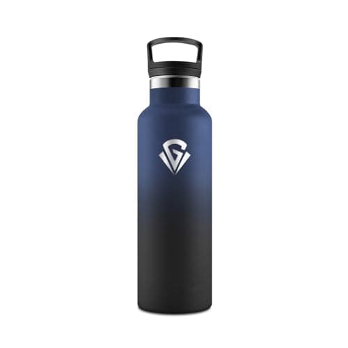 HoneyHolly Gourde Isotherme Anti-Fuite pour Enfants et Adultes 500ML, Réutilisable, Sans BPA, Acier Inoxydable à Double — Bleu Foncé & Noir - 500 Ml