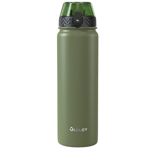 Gourde Oldley en Acier Inoxydable 1L Thermostique et Étanche - Idéale pour Vélo et Camping - Maintient le Boisson Frais — Olive Vert