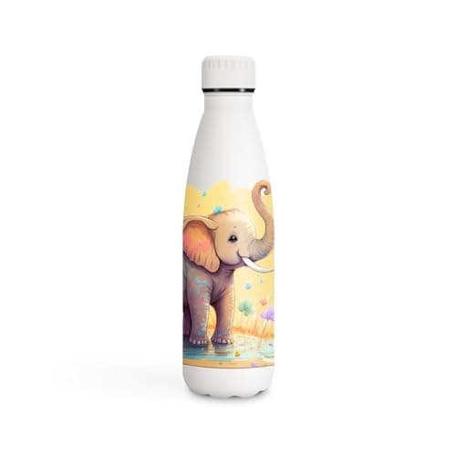 Gourde Inoxydable KollyKolla Isotherme 500ml Impression 3D Sans BPA Reutilisable Enfant Adulte Sport Bureau — 500ml Éléphant