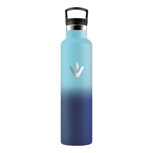 HoneyHolly Bouteille Isotherme 500ml, Gourde INOX à Double Paroi avec Paille, Réutilisable sans BPA, Anti-Fuite – Idéale — Bleu Ciel & Bleu Foncé - 1000 Ml
