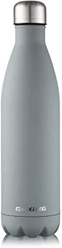 CMXING Thermosgourde Bouteille d'eau en Acier Inoxydable Double Paroi 500ml & 750ml - Isolation Thermique Réutilisable s — Gris