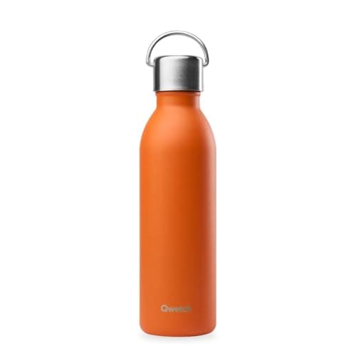 Qwetch Bouteille Isotherme Inox 600ml Active - Compacte et Sans BPA - Idéale pour Sport et Voyage — Orange