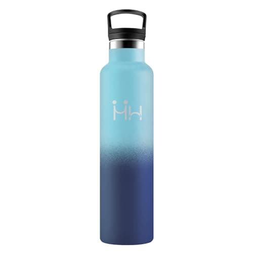 Bouteille Inox Étanche et Réutilisable pour Randonnée et Jogging — Bleu + Bleu Foncé