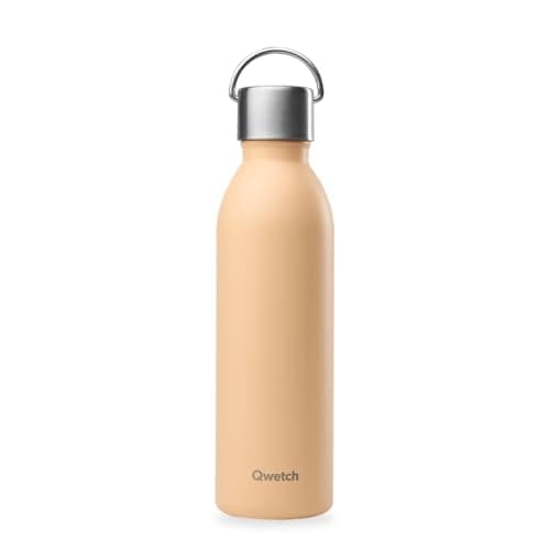 Qwetch Bouteille Isotherme Inox 600ml Active - Compacte et Sans BPA - Idéale pour Sport et Voyage — Abricot