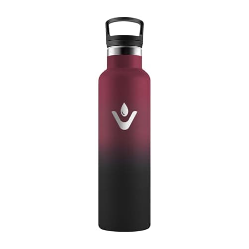 HoneyHolly Bouteille Isotherme 500ml, Gourde INOX à Double Paroi avec Paille, Réutilisable sans BPA, Anti-Fuite – Idéale — Rouge & Noir - 750 Ml