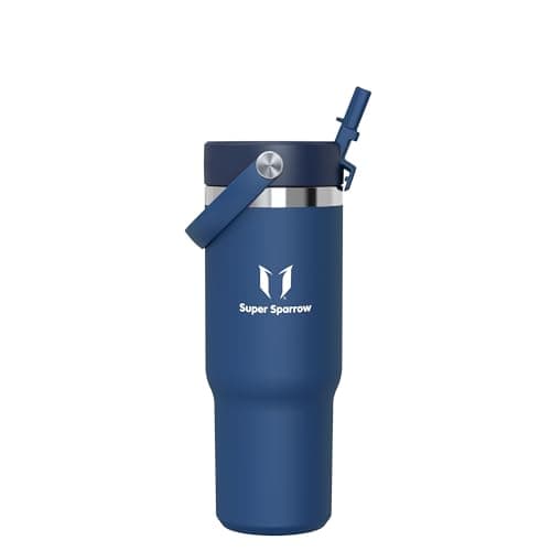 Sparrow Gourde Isotherme 900ml Sans BPA - Twistpath Bouteille Avec Paille Flex Anti-Fuite - Gourde Inox Conçue Pour Port