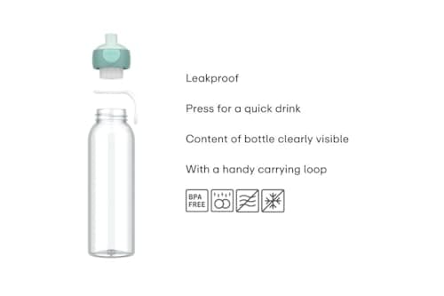 Bouteille Pop-Up Campus Mepal - Étanche et Réutilisable pour L'école et les Déplacements - Transparente - Sans BPA et La