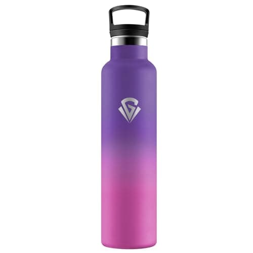 Gourde Isotherme Double Paroi 500ml, Bouteille Inox Étanche Sans BPA pour Enfants et Adultes, Idéale pour Bureau, Extéri — G丨violet Foncé + Rose Barbie