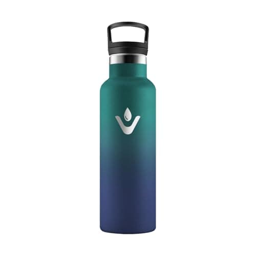 HoneyHolly Bouteille Isotherme 500ml, Gourde INOX à Double Paroi avec Paille, Réutilisable sans BPA, Anti-Fuite – Idéale — Vert Foncé & Bleu Foncé - 500 Ml