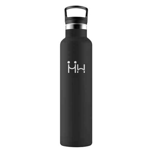 Bouteille Isotherme Acier Inoxydable 500ml Double Paroi, Étanche Réutilisable sans BPA avec Paille, pour Cyclisme Randon — Hh丨noir